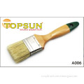 White Bristle Green Tail Varnished Paint Brush with Wooden Handle